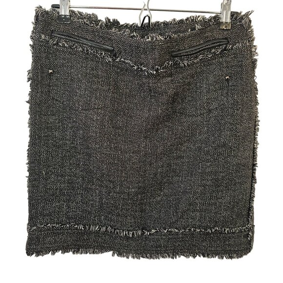 Nine West Black White Tweed Fringe Mini Skirt Sz 4 Cotton Blnd Textured Lined - Picture 5 of 10